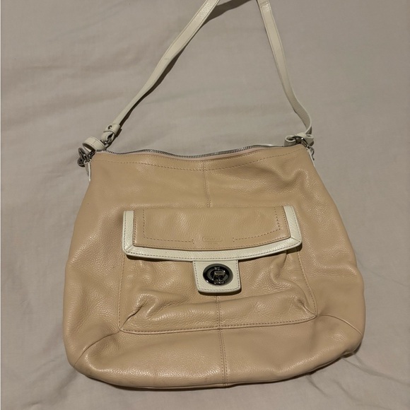 Coach Handbags - Coach Penelope Beige Leather Shoulder Bag